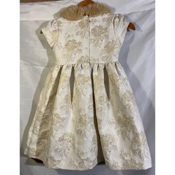 Janie & Jack Dress White Faux Fur Collar Tulle Holiday Party Size 7 Years    E14 - Picture 2 of 7